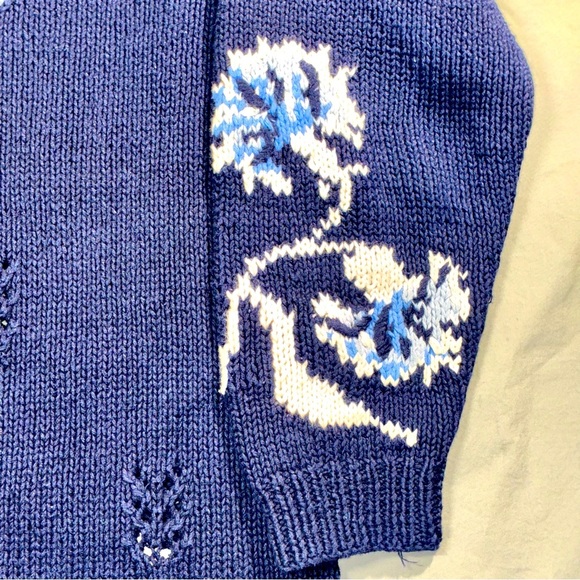 Susan Bristol Y2K Floral Cardigan Sweater Cottagecore Medium Vintage hand knit - Picture 9 of 9